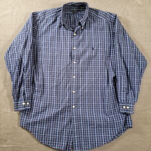 Ralph Lauren Yarmouth Blue‎ Plaid Button Up Long Sleeve Shirt 16 32/33